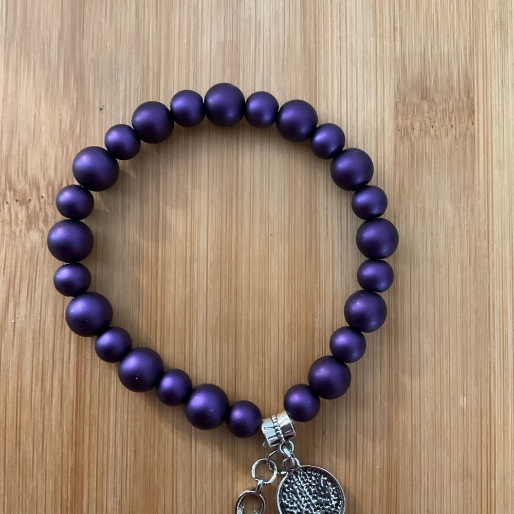 Hand Crafted Awareness Bracelet Purple Animal Abuse Charms-Hope Paw Print - Picture 2 of 8